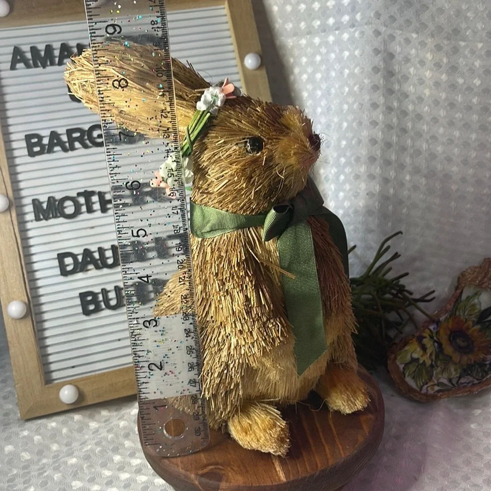 💙💙PRICE DROP 💙💙 Sisal Straw Raffia Bunny Rabbit Animal Figure Easter - Picture 4 of 4